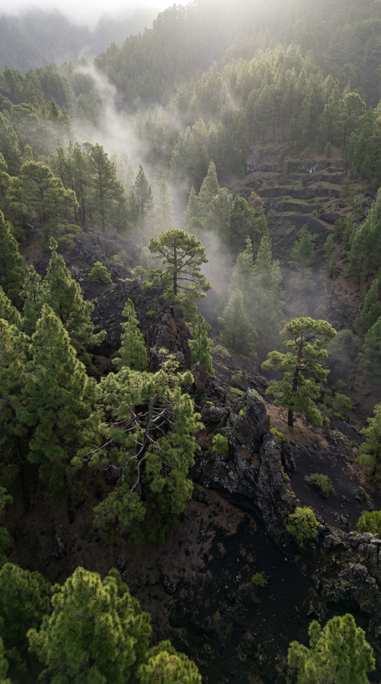 Paisaje volcánico con pinar